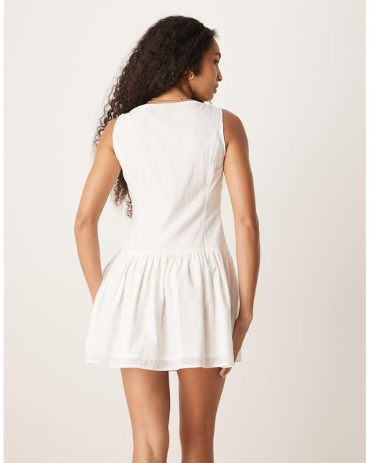 ASOS Natural Slash Neck Button Down Dropped Waist Mini Dress