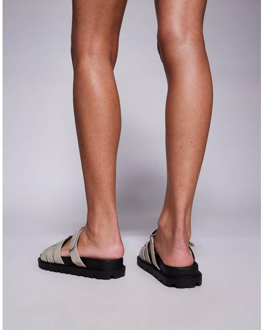 Sandalias Color Topo Estilo Mules Con Diseño De Tiras Adelle De Simmi London-Neutro SIMMI de color White