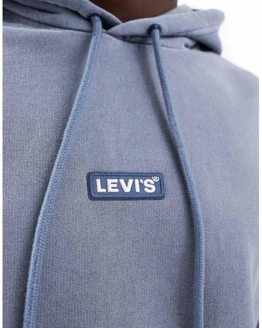 Levi's Blue Central Baby Tab Logo Relaxed Fit Hoodie for men