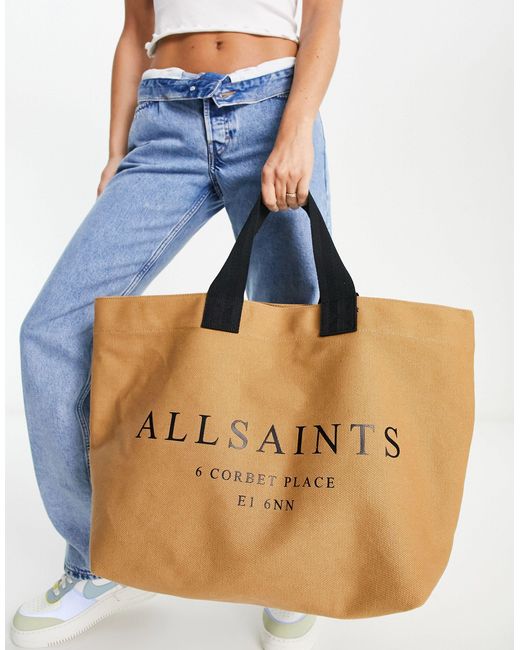 AllSaints Blue Ali Canvas Tote Bag