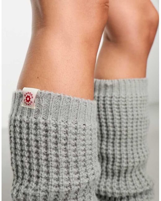 Damson Madder Gray Chunky Knitted Leg Warmers