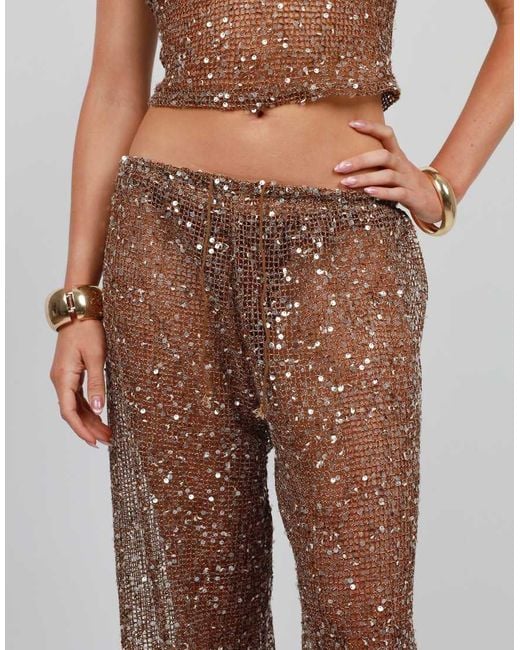 SIMMI Brown Sequin Beach Trouser