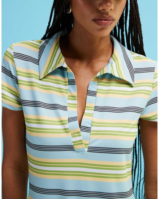 ASOS Blue Short Sleeve Polo Mini Dress