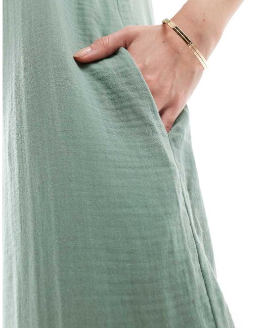 ASOS Green Crew Neck Culotte Romper Jumpsuit