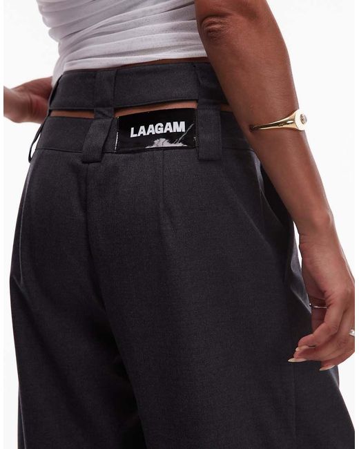 laagam Blue Smith High Waist Tailored Trousers With Double Waistband