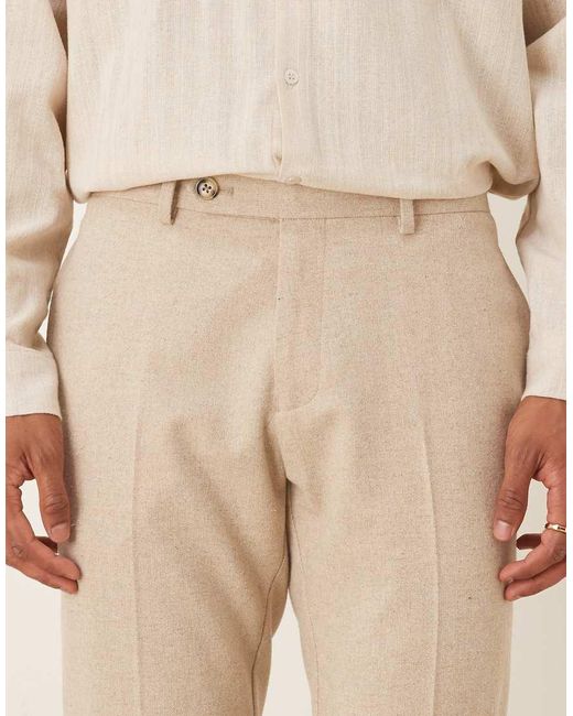 ASOS Natural Slim Suit Trousers With Wool for men