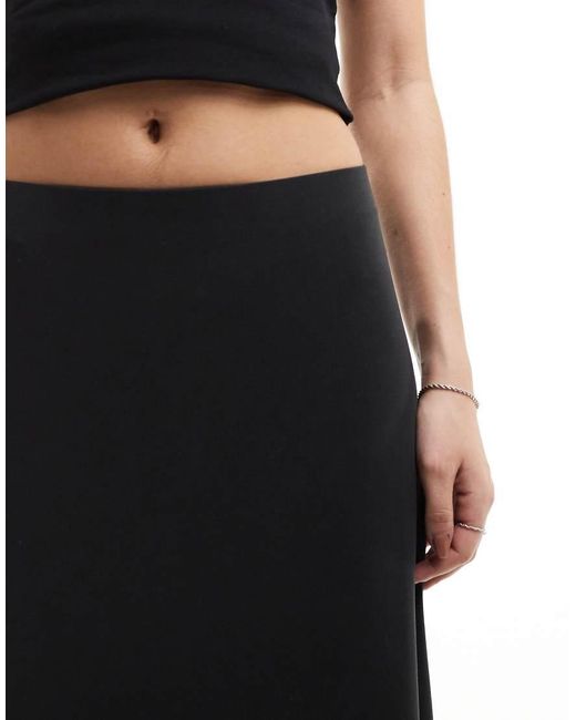 Weekday Black Signe Drape Midi Skirt