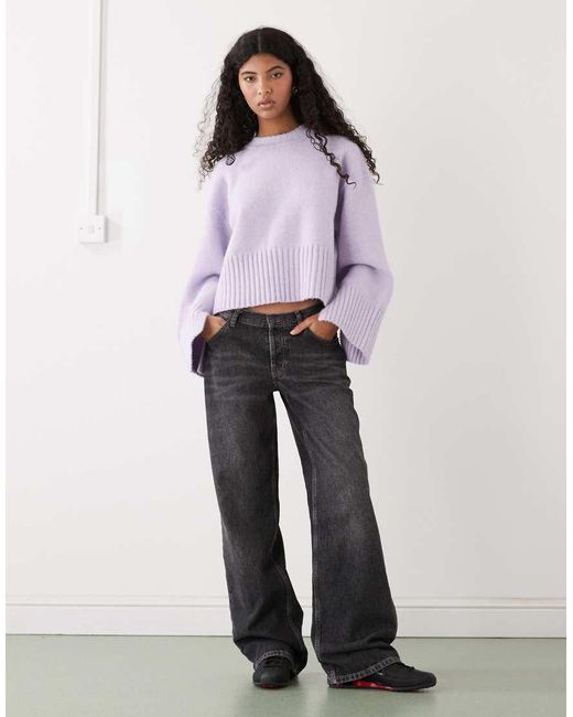 Monki Purple Oversized Knit Jumper