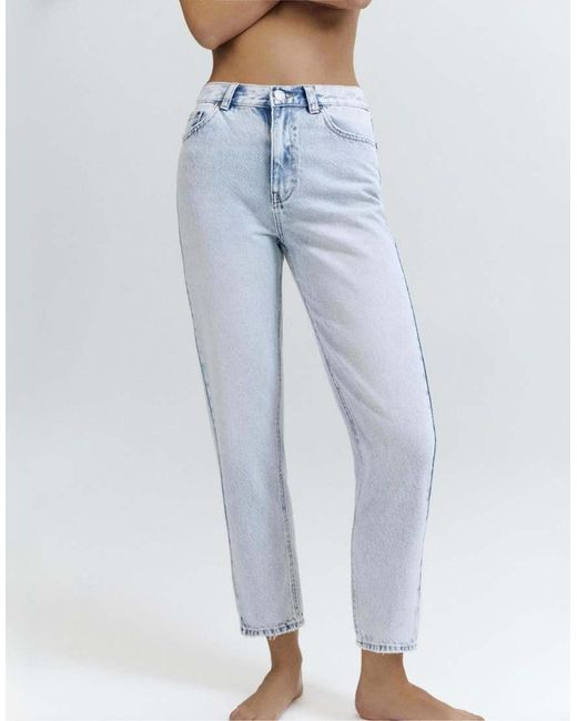 Pull&Bear Blue Petite High-waist Mom Fit Jeans