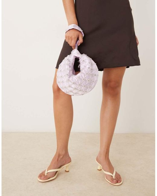ASOS Multicolor Embellished Satin Loop Through Clutch Bag