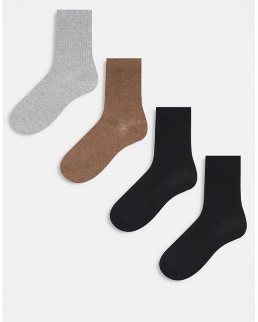 Pieces White 4 Pack Ribbed Socks