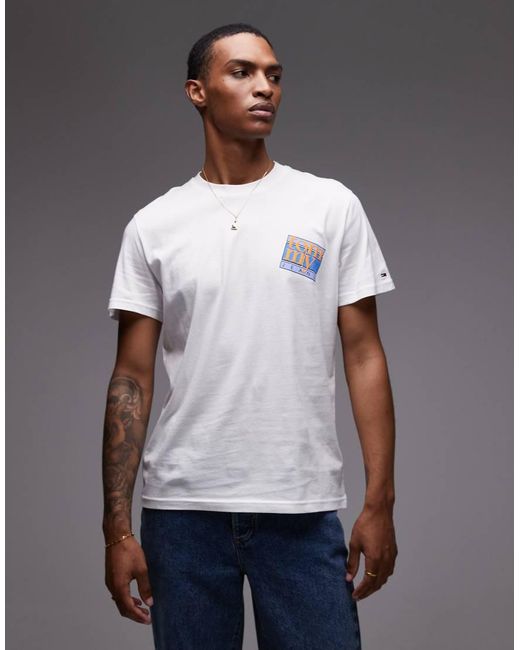 Tommy Hilfiger Gray Diagonal Flag Logo T-shirt for men