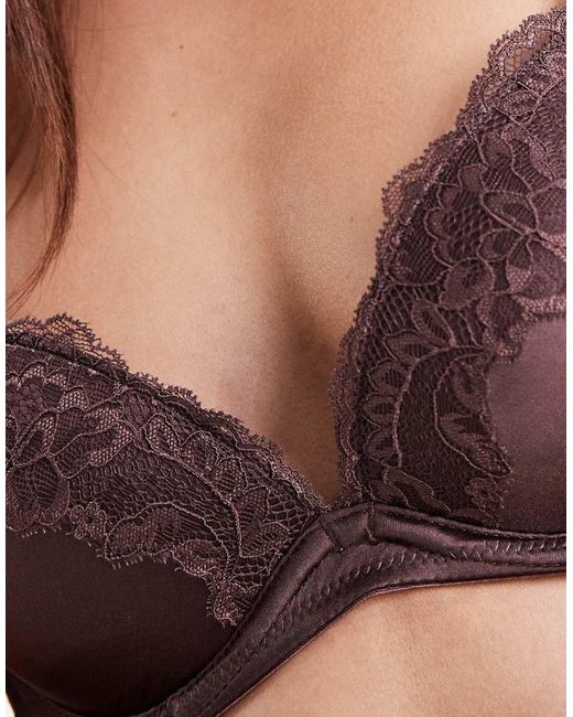 DORINA Brown Origins Shiny Micro Push Up Plunge Bra