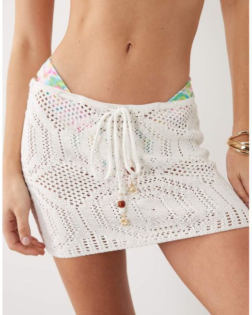 Kulani Kinis White Whipped Crochet Mini Skirt