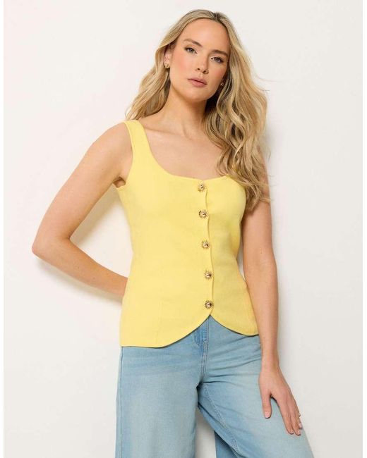 Long Tall Sally Yellow Button Knitted Vest Top