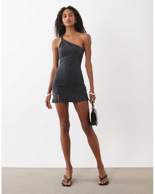 Motel Blue Rosamel Cupro One Shoulder Mini Dress