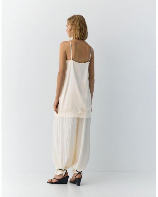 Pull&Bear White Lace-Trim Camisole Top