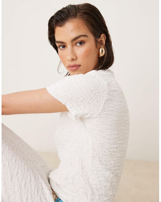 Aware Natural Textured Lettuce Edge T-Shirt Co-Ord