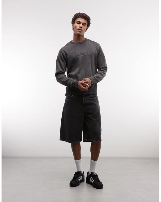 Huf Gray Pacific Embossed Logo Knitted Sweatshirt for men