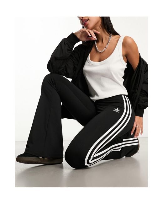 Adidas Originals Black Three Stripe Flared leggings