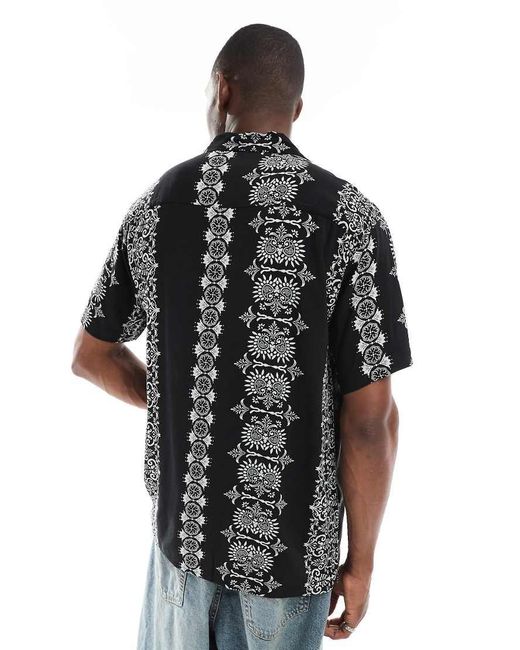 Jack & Jones Black Oversize Shirt With Stripe Print for men
