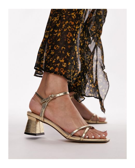 TOPSHOP Brown Iona Strappy Block Heeled Sandal