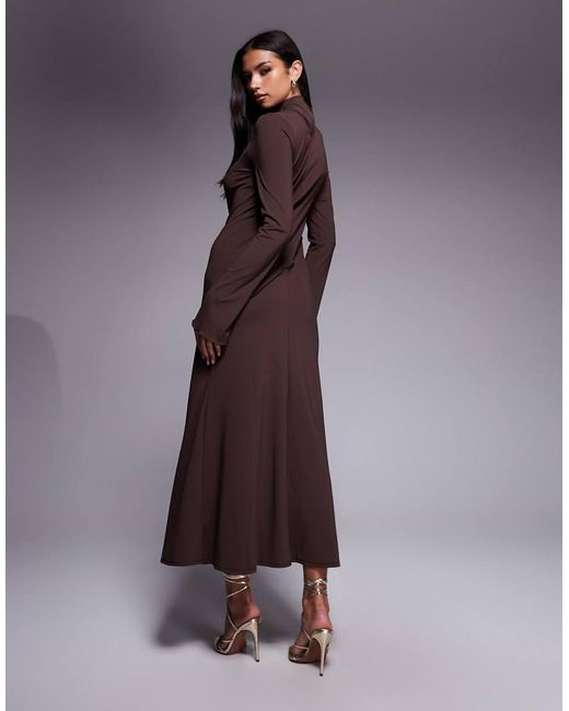 DASKA Purple Maxi Dress With Asymmetric Seam Detail