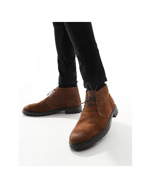 Red Tape Black Wide Fit Chukka Worker Boots for men