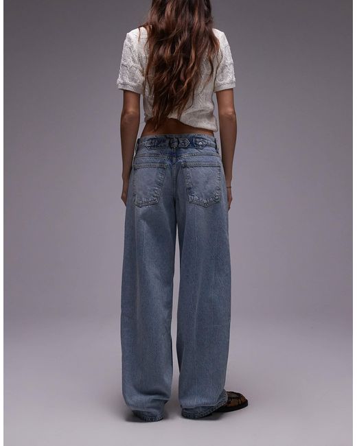 TOPSHOP Blue Cinch Low Rise Relaxed Jean