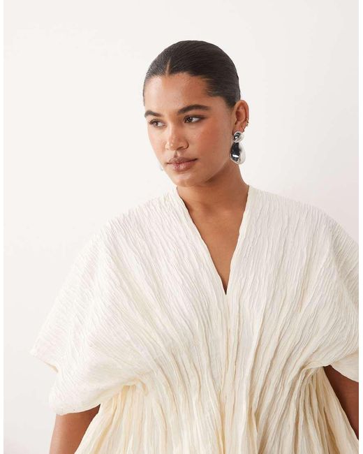 ARRANGE White Curve Crinkle Texture Cinched Waist Top Co Ord