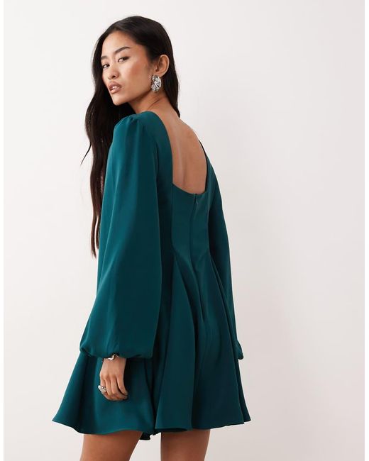 Nobody's Child Blue Ava Long Sleeve Mini Dress
