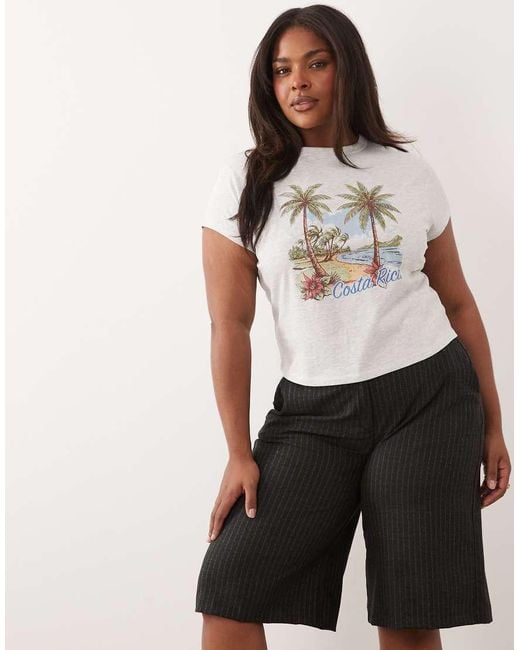 ASOS Black Asos Design Curve Baby Tee With Costa Rica Holiday Graphic