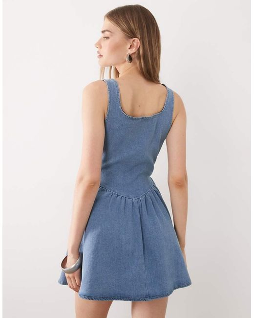 Miss Selfridge Blue Denim Corset Mini Dress
