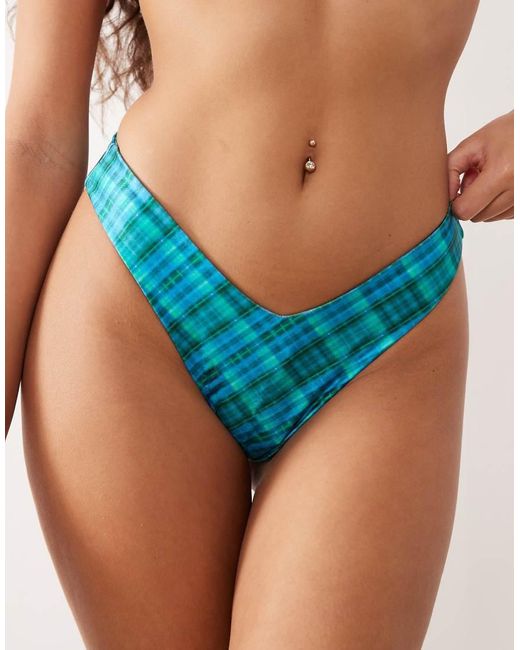 Kulani Kinis Blue Tropic Dip Y Cheeky Bikini Bottom