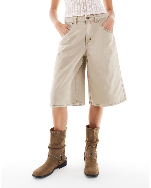 Bershka Natural – longline-shorts