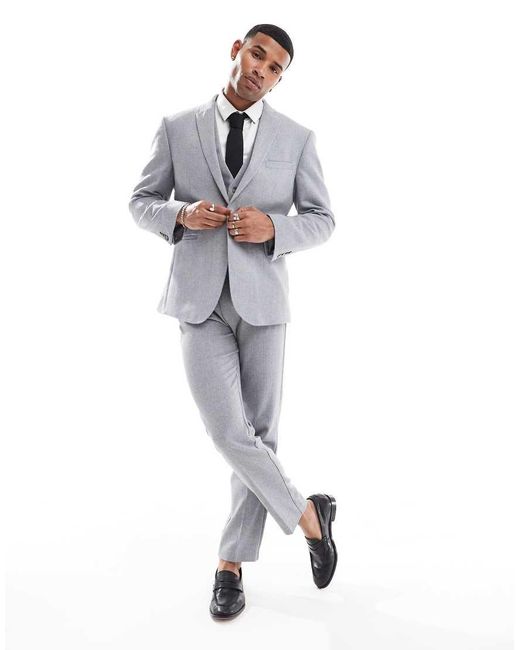 ASOS Gray Slim Fit Wool Mix Suit Jacket for men