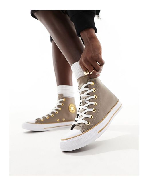 Converse Metallic Chuck Taylor All Star Hi Twill Trainers With Details