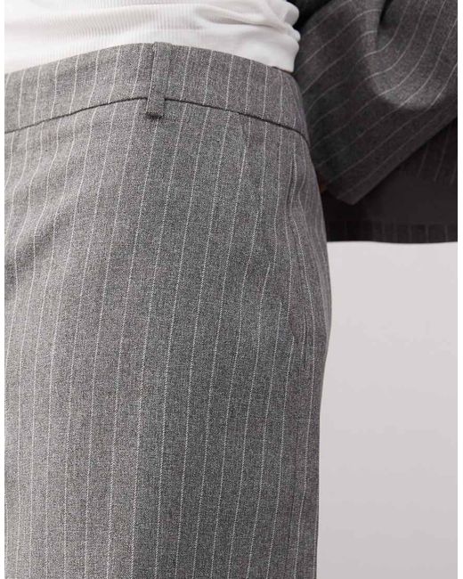 Collusion Gray Longline Tailored Pinstripe Short Co-Ord for men