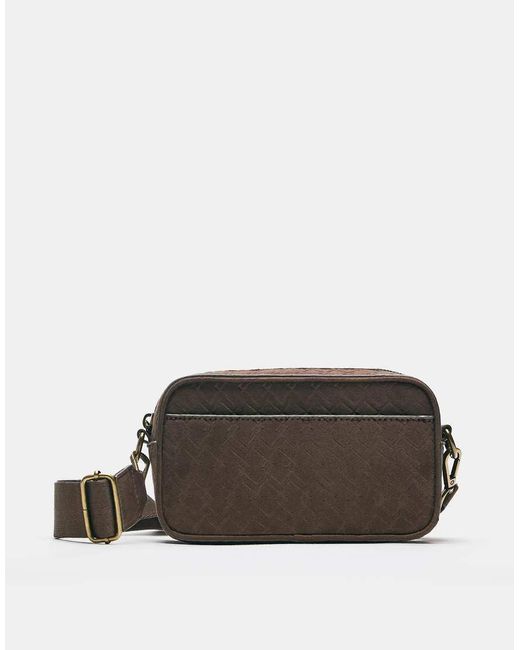 Pull&Bear Brown Stwd Embossed Crossbody Bag for men