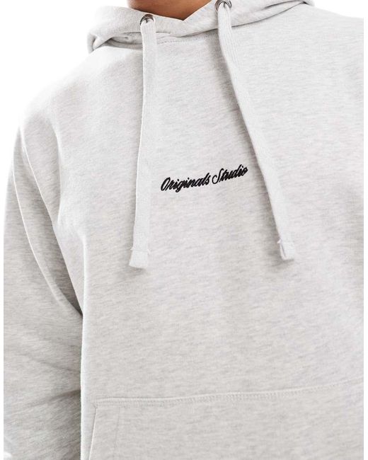 Jack & Jones Oversized Hoodie Met Geborduurd Logo in het White voor heren