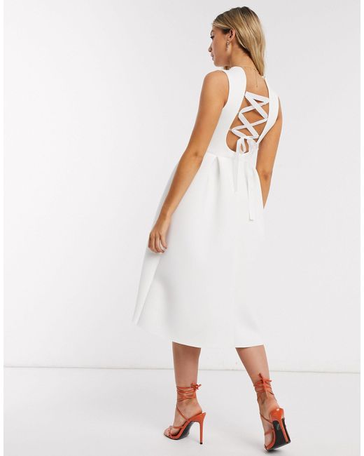 white high neck sleeveless dress