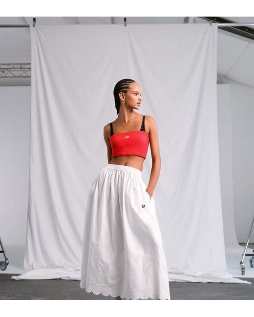 Falda Larga Blanca Con Bordado Inglés De Originals X Asos Adidas de color White