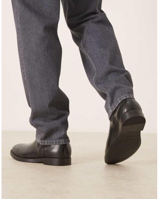Mango Black Leather Chelsea Boot for men