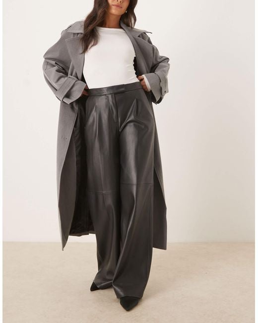 Mango Black Riga Faux Leather Straight Tailored Pants