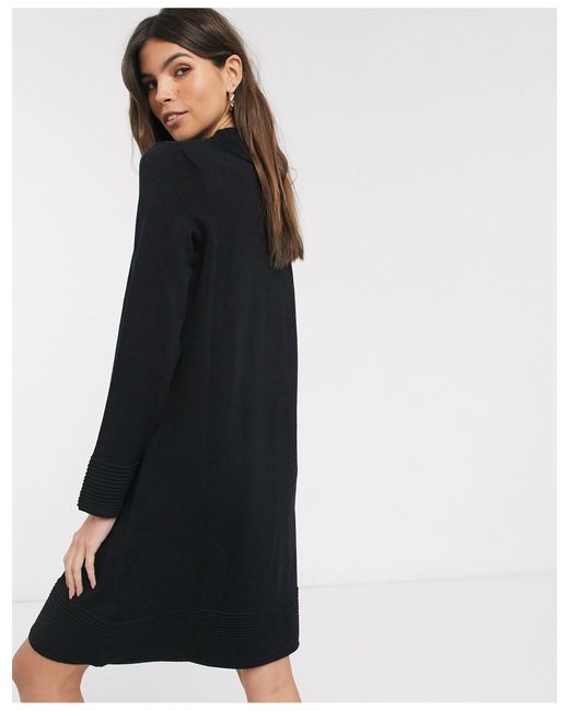 black ribbed high neck dress