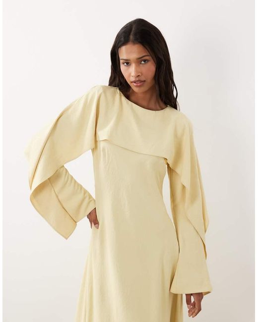 ASOS Natural Maxi Godets Dress With Cape