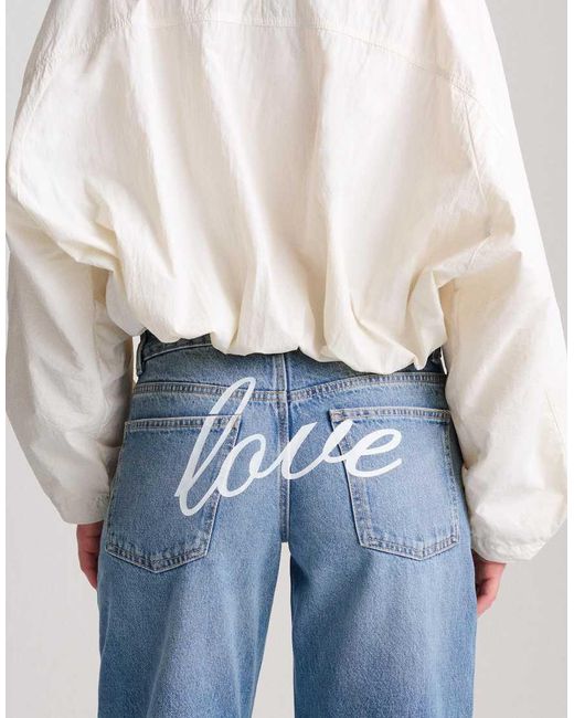 Pull&Bear Blue Low-rise Straight-leg Jeans
