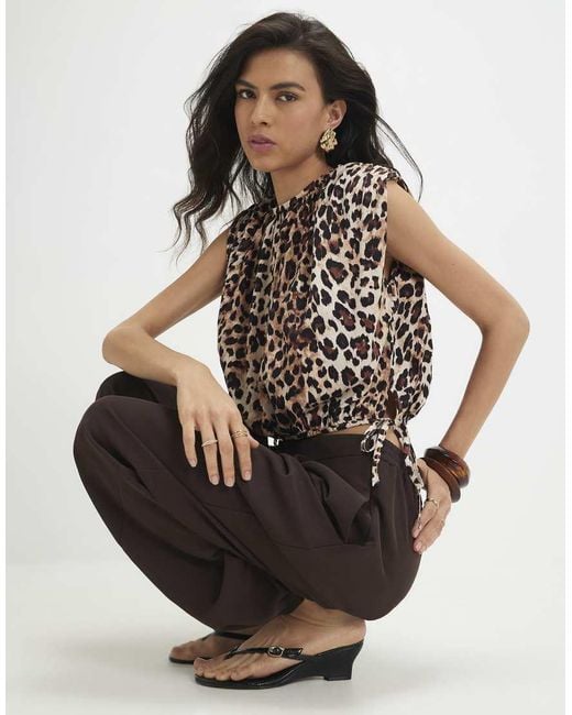 River Island Black Cotton Leopard Print Bubble Hem T-Shirt