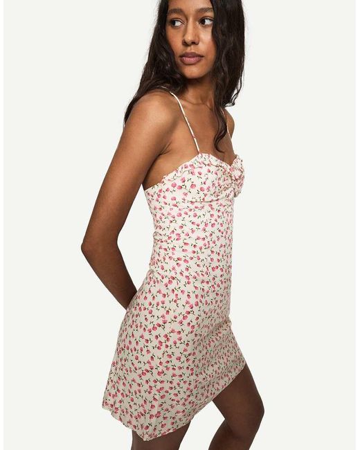 Bershka Mini-Jurk Met Bandjes En Print in het Pink