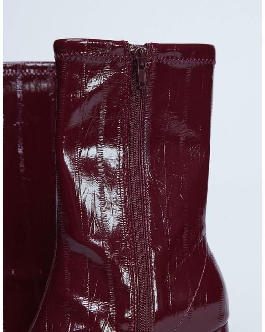 TOPSHOP Red Pearl Point Toe Ankle Boot